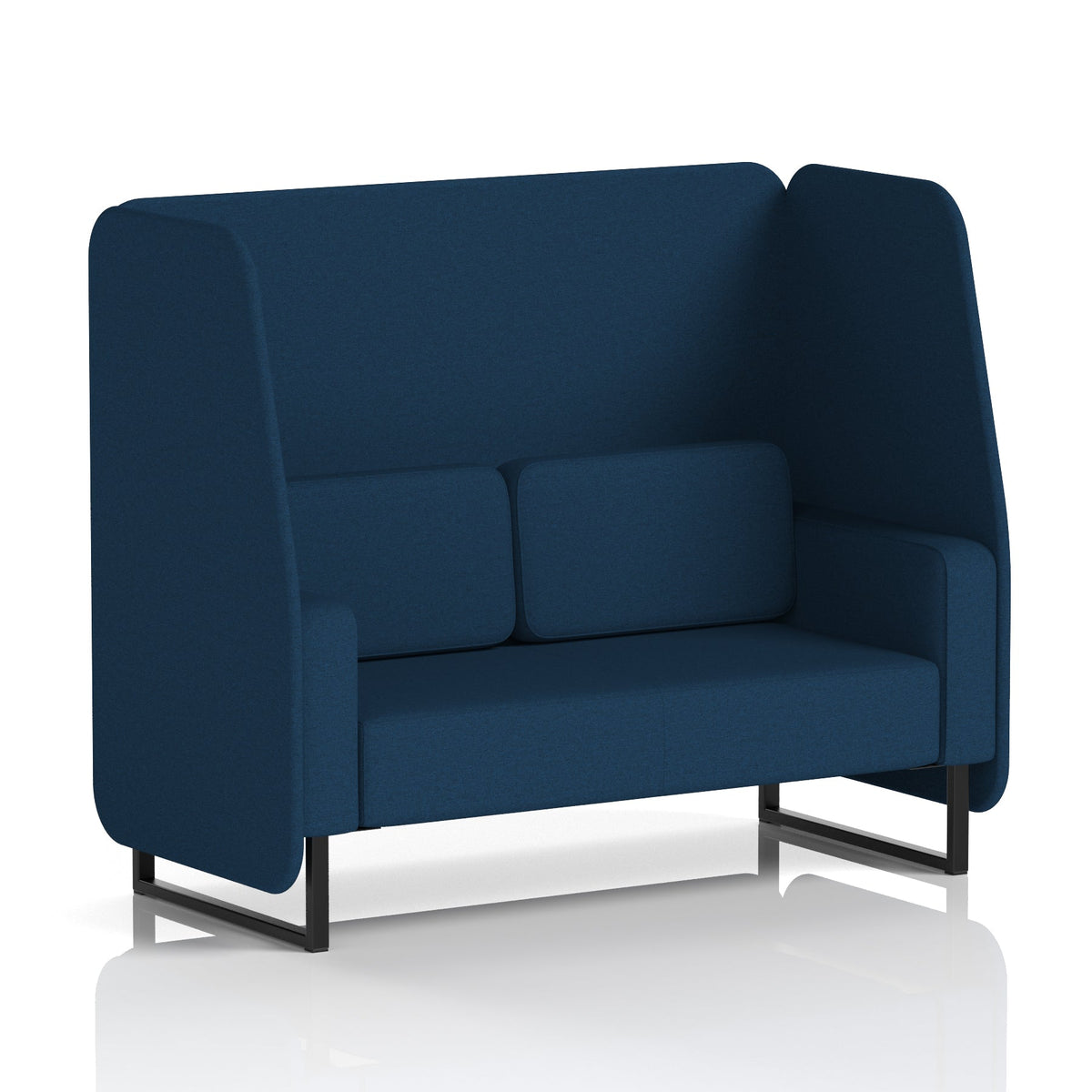 Commercial 2 Seater Open Privacy Booth – Single Tone – Crib 5 X2 - Calculus Panels And Sofa Black - Industrious Decor
