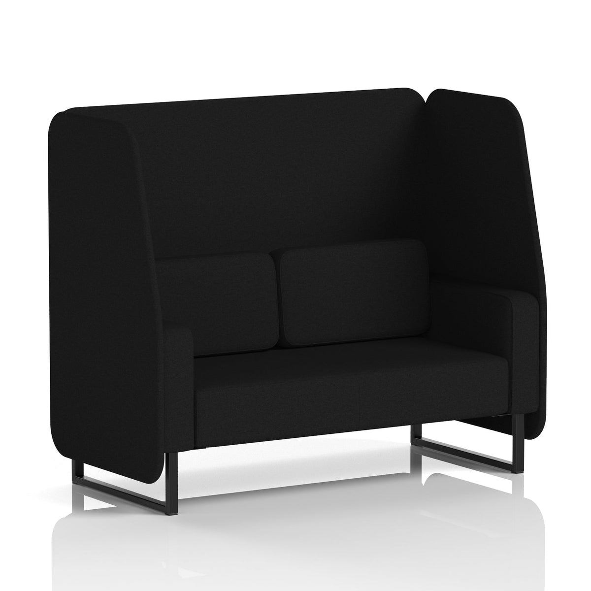 Commercial 2 Seater Open Privacy Booth – Single Tone – Crib 5 X2 - Diameter Panels And Sofa Black - Industrious Decor