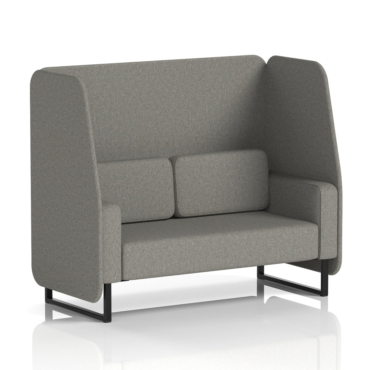 Commercial 2 Seater Open Privacy Booth – Single Tone – Crib 5 X2 - Number Panels And Sofa Black - Industrious Decor
