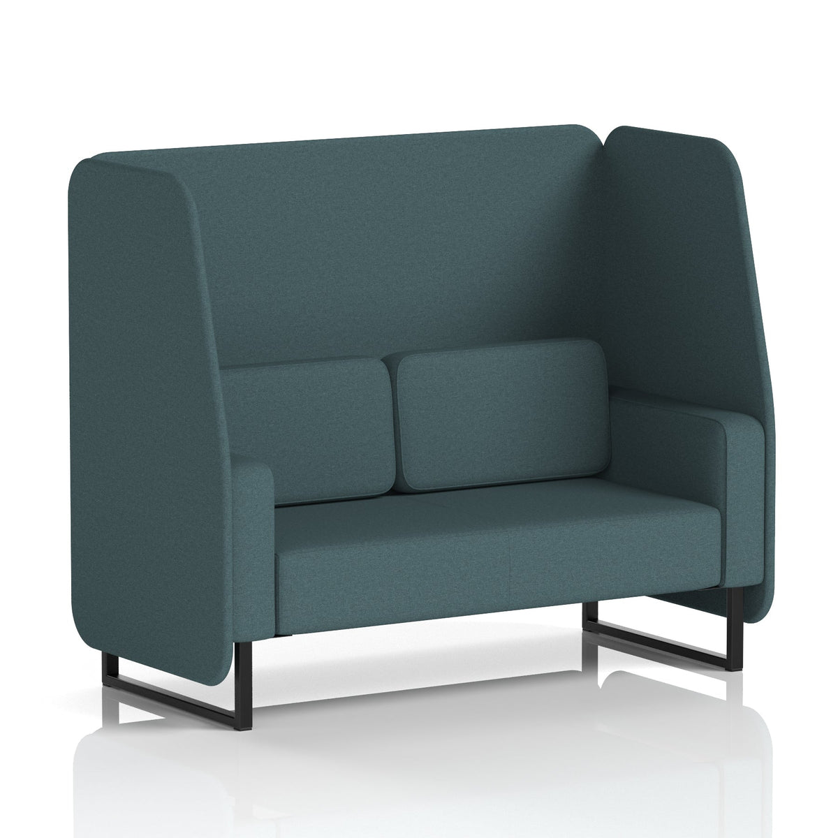 Commercial 2 Seater Open Privacy Booth – Single Tone – Crib 5 X2 - Polygon Panels And Sofa Black - Industrious Decor