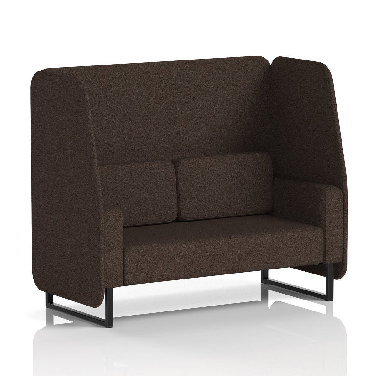 Commercial 2 Seater Open Privacy Booth – Single Tone – Crib 5 Synergy - Wed Panels And Sofa Black - Industrious Decor