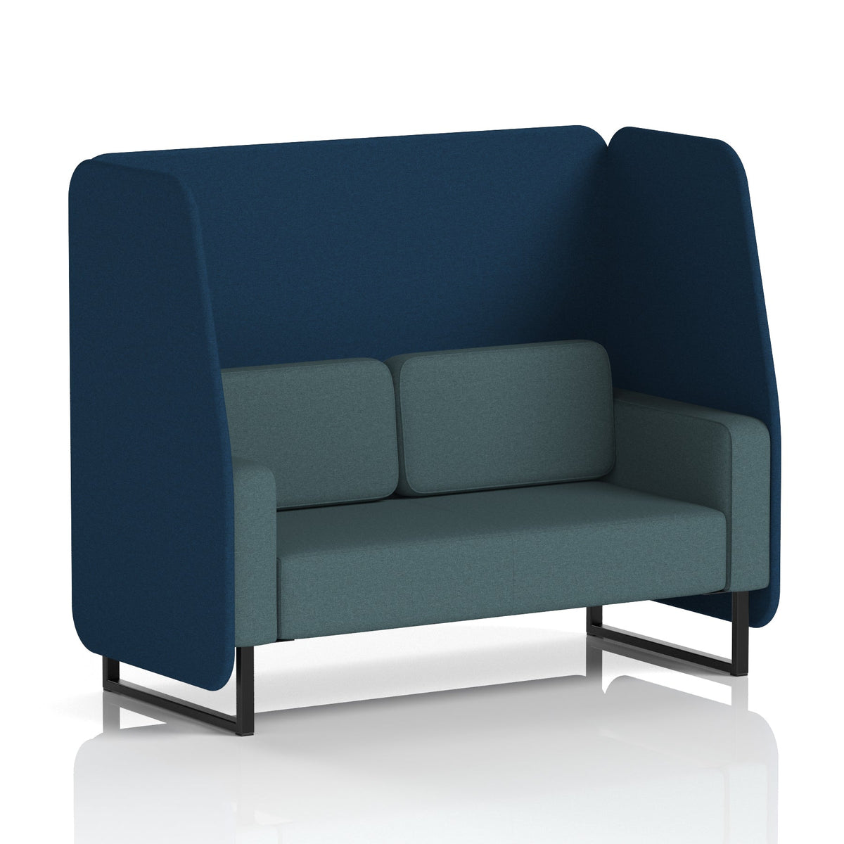 Commercial 2 Seater Open Privacy Booth – Two Tone – Crib 5 X2 - Calculus Panels And Polygon Sofa Black - Industrious Decor