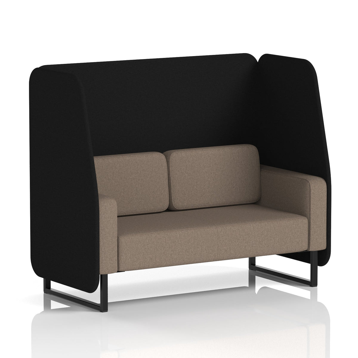 Commercial 2 Seater Open Privacy Booth – Two Tone – Crib 5 X2 - Diameter Panels And Theory Sofa Black - Industrious Decor