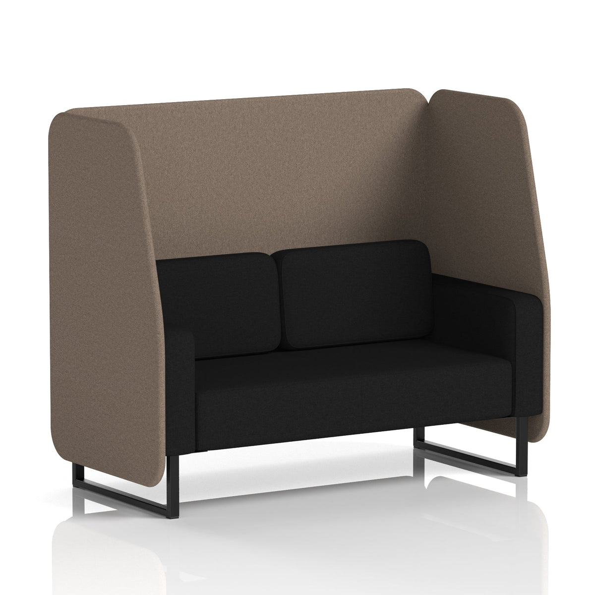 Commercial 2 Seater Open Privacy Booth – Two Tone – Crib 5 X2 - Theory Panels And Diameter Sofa Black - Industrious Decor