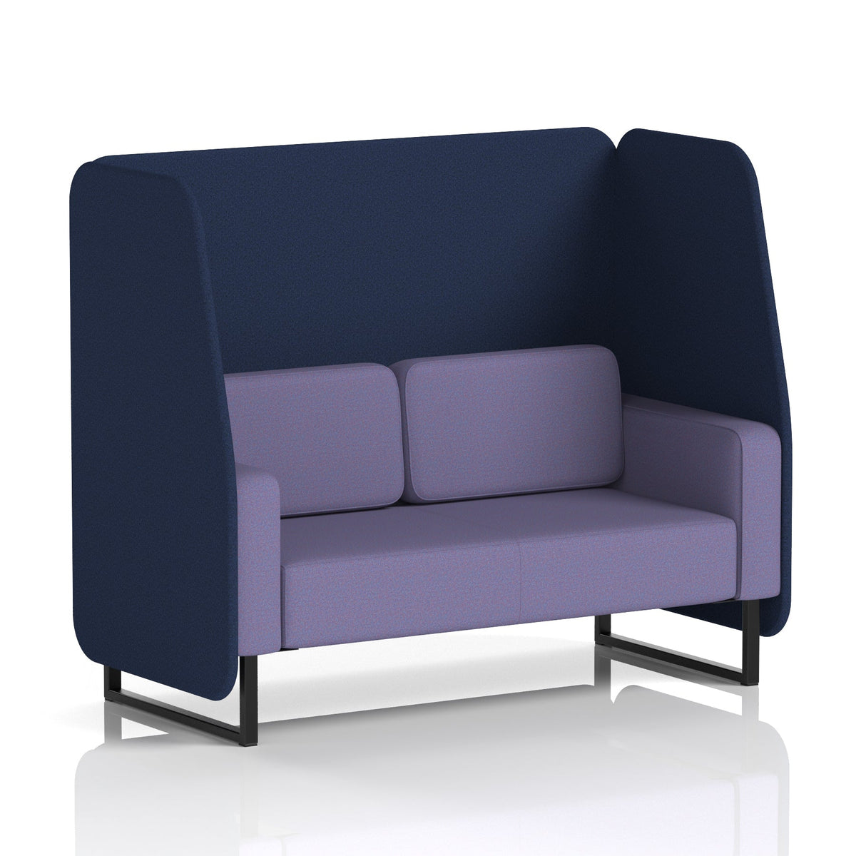 Commercial 2 Seater Open Privacy Booth – Two Tone – Crib 5 Synergy - Alike Panels And Order Sofa Black - Industrious Decor