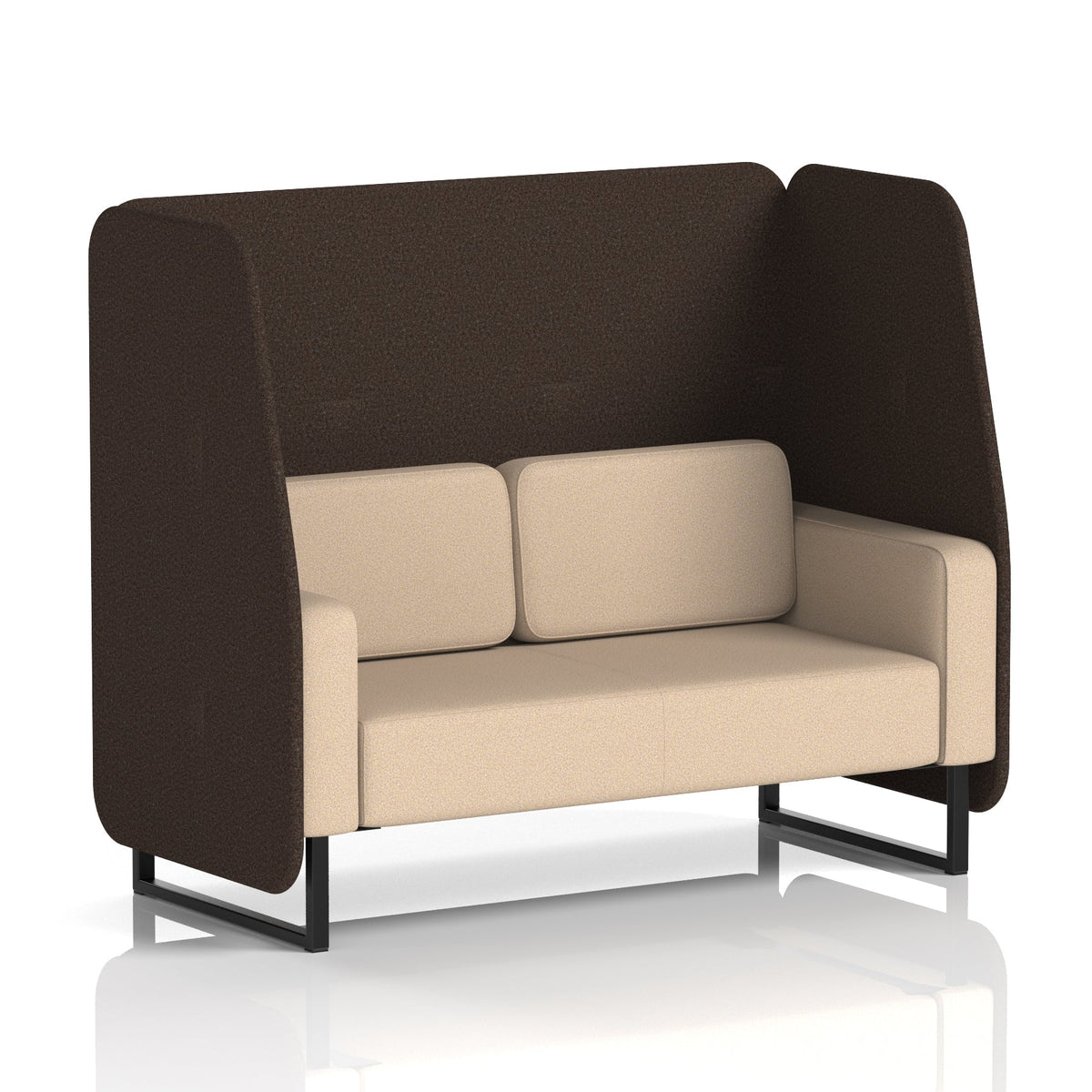 Commercial 2 Seater Open Privacy Booth – Two Tone – Crib 5 Synergy - Wed Panels And Affix Sofa Black - Industrious Decor