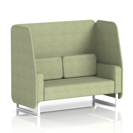 Commercial 2 Seater Open Privacy Booth – Single Tone – Crib 5 Rivet - Burnish Panels And Sofa White - Industrious Decor