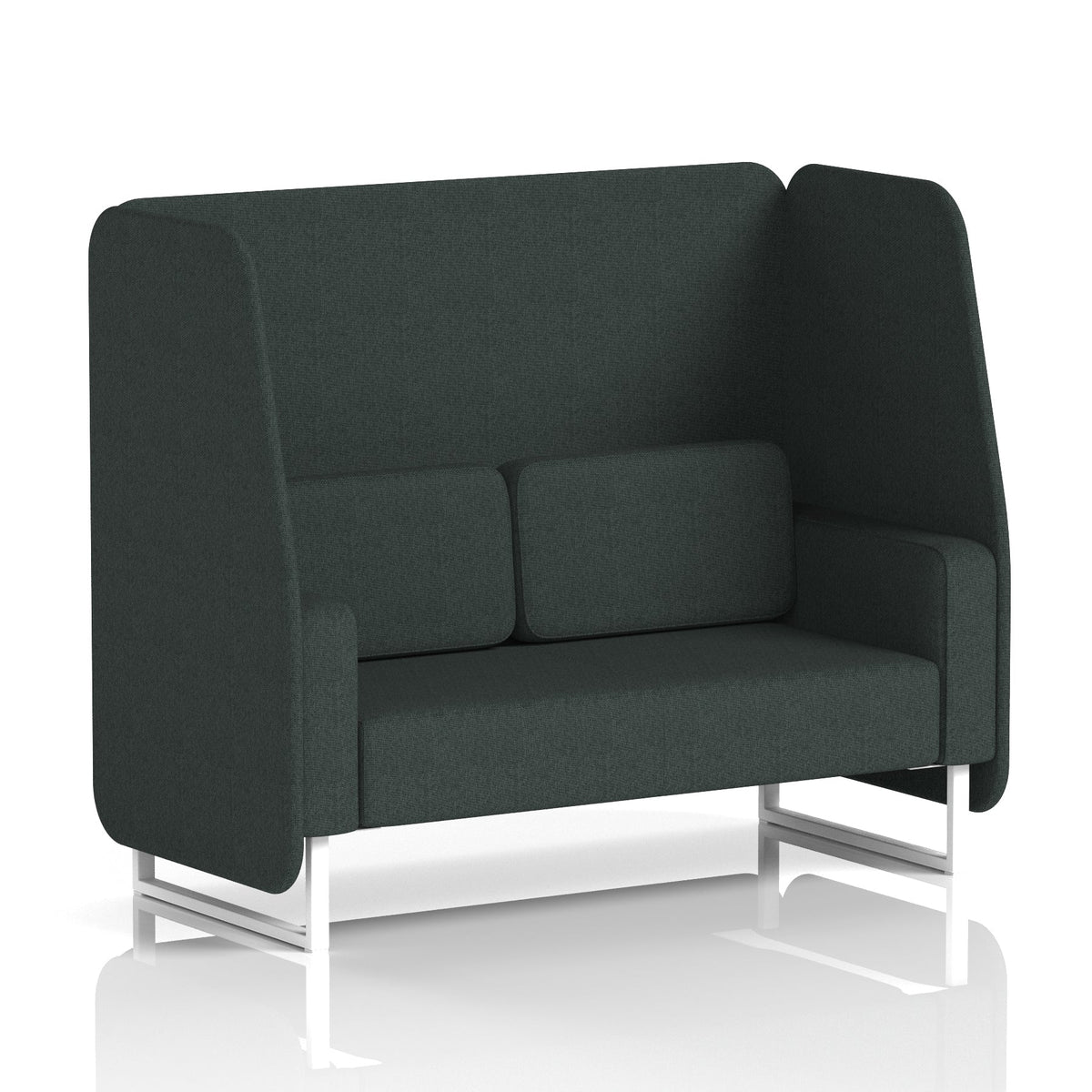 Commercial 2 Seater Open Privacy Booth – Single Tone – Crib 5 Rivet - Charcoal Panels And Sofa White - Industrious Decor