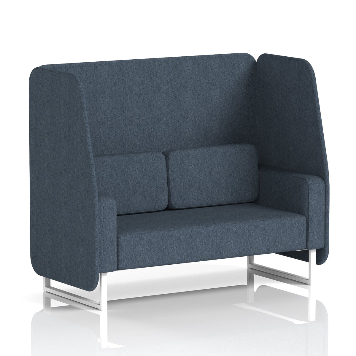 Commercial 2 Seater Open Privacy Booth – Single Tone – Crib 5 Rivet - Crucible Panels And Sofa White - Industrious Decor