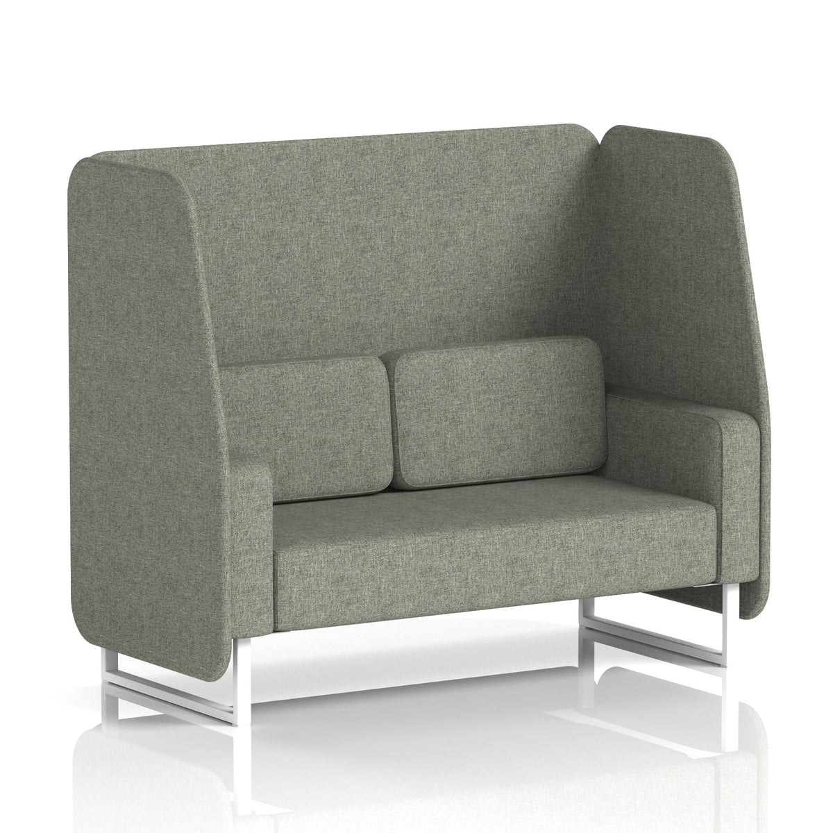 Commercial 2 Seater Open Privacy Booth – Single Tone – Crib 5 Rivet - Vitreous Panels And Sofa White - Industrious Decor