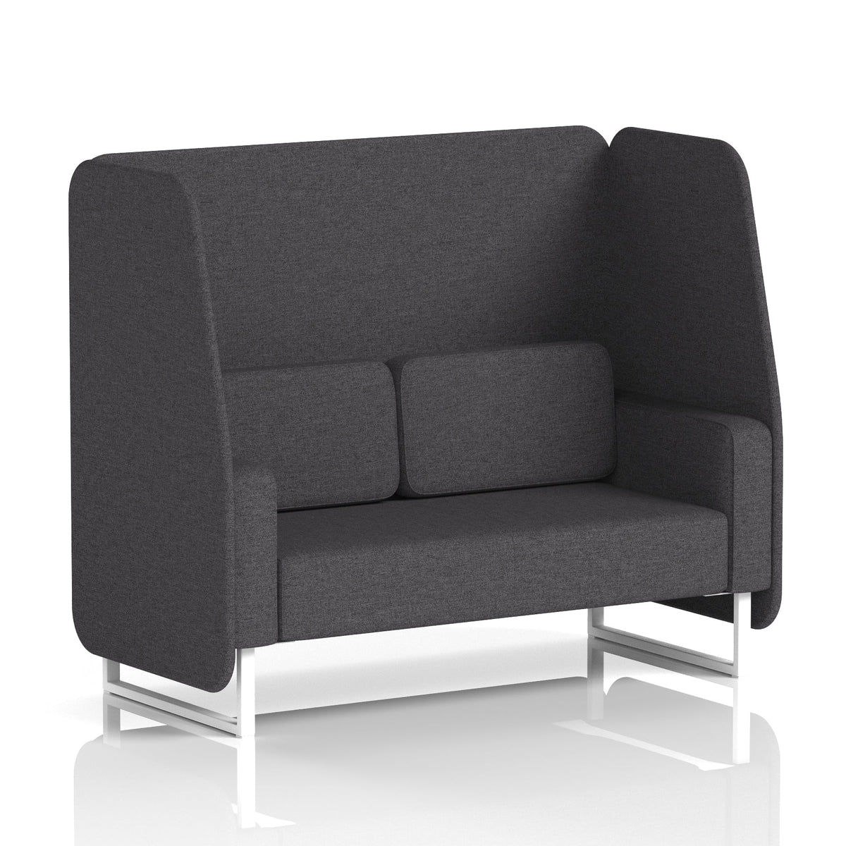 Commercial 2 Seater Open Privacy Booth – Single Tone – Crib 5 X2 - Arithmetic Panels And Sofa White - Industrious Decor