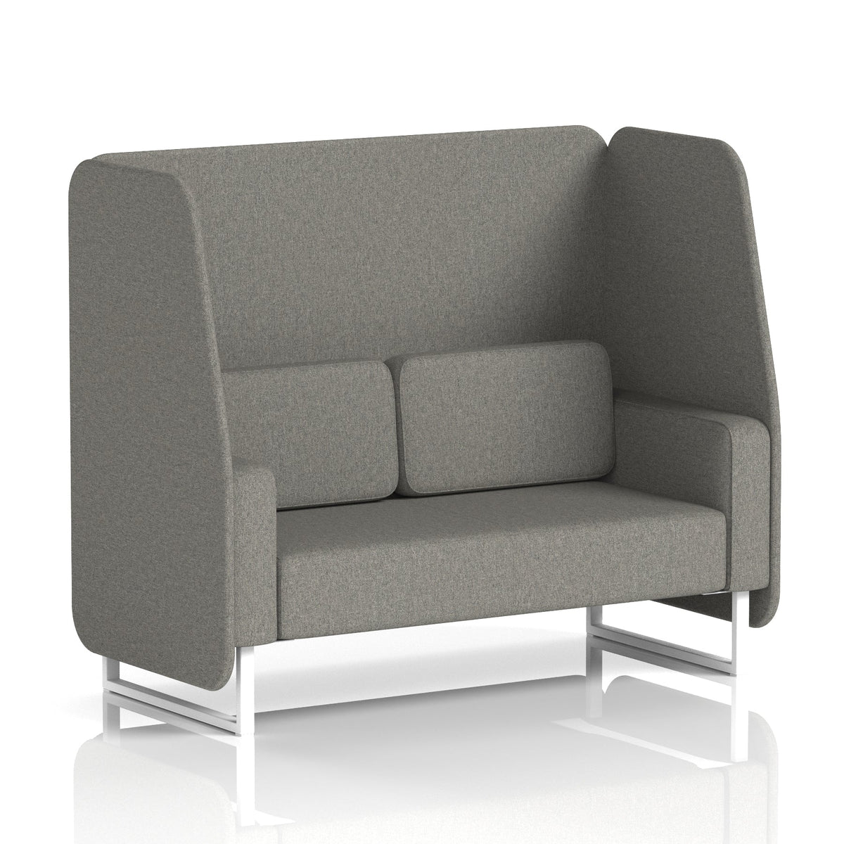 Commercial 2 Seater Open Privacy Booth – Single Tone – Crib 5 X2 - Number Panels And Sofa White - Industrious Decor