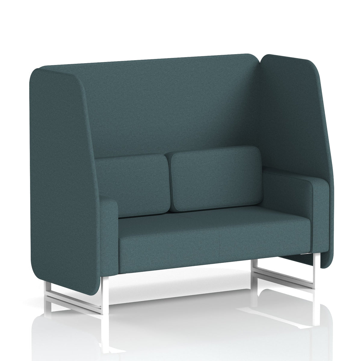 Commercial 2 Seater Open Privacy Booth – Single Tone – Crib 5 X2 - Polygon Panels And Sofa White - Industrious Decor