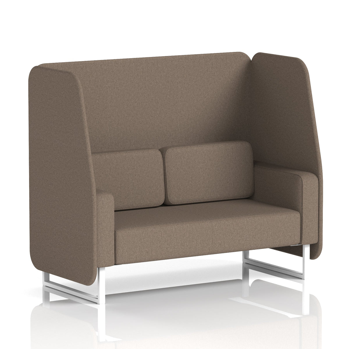 Commercial 2 Seater Open Privacy Booth – Single Tone – Crib 5 X2 - Theory Panels And Sofa White - Industrious Decor