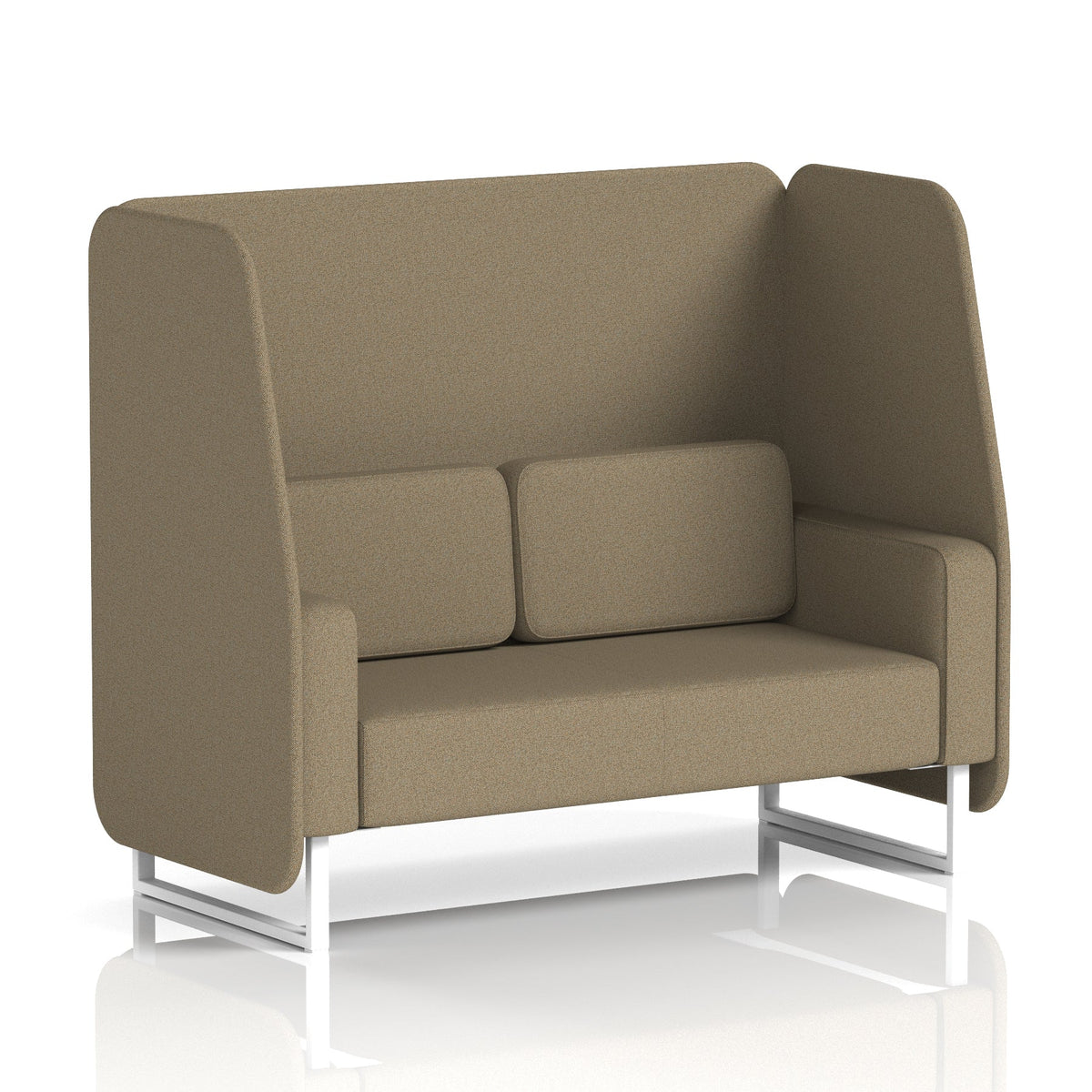 Commercial 2 Seater Open Privacy Booth – Single Tone – Crib 5 Main Line Flax - Bank Panels And Sofa White - Industrious Decor