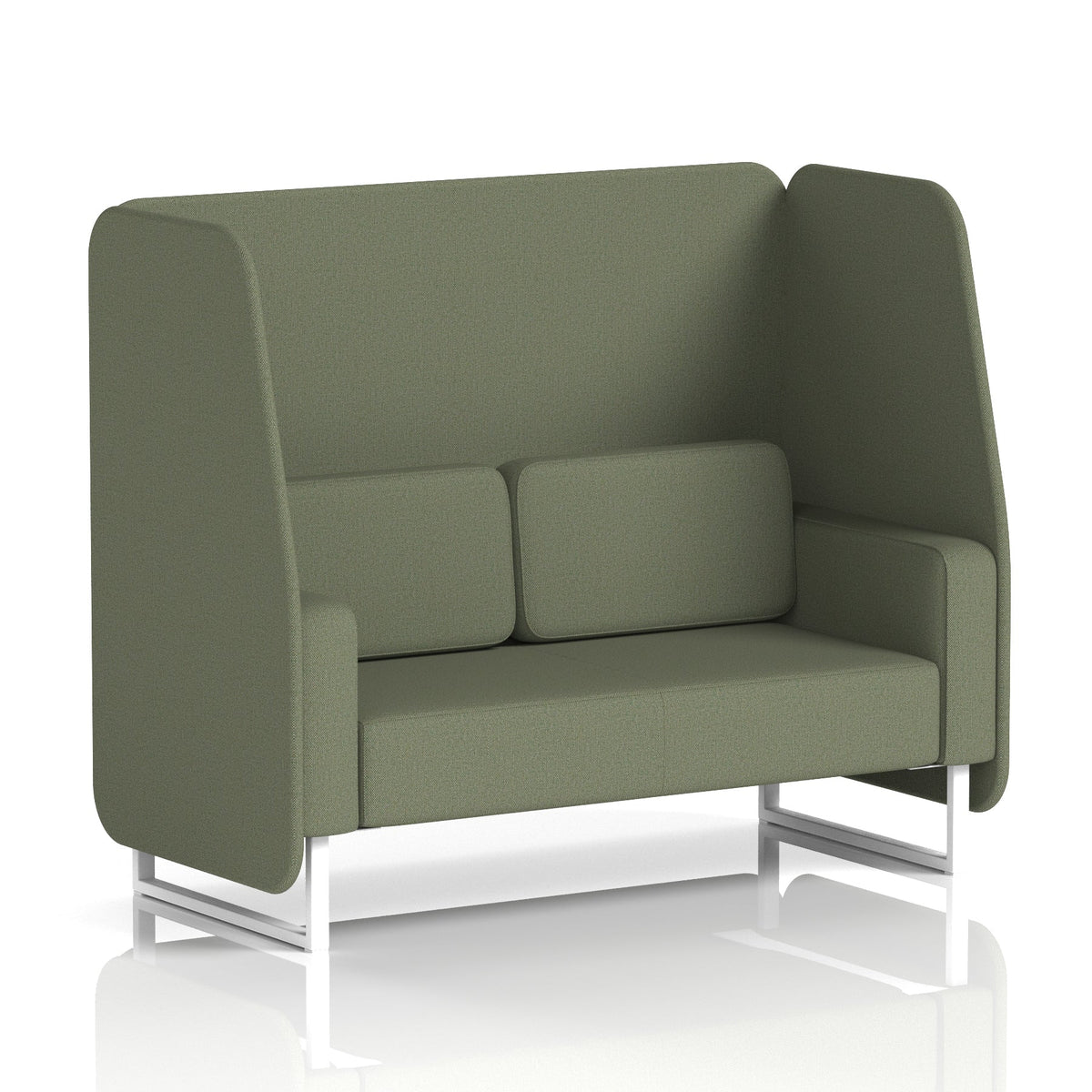 Commercial 2 Seater Open Privacy Booth – Single Tone – Crib 5 Main Line Flax - Monument Panels And Sofa White - Industrious Decor