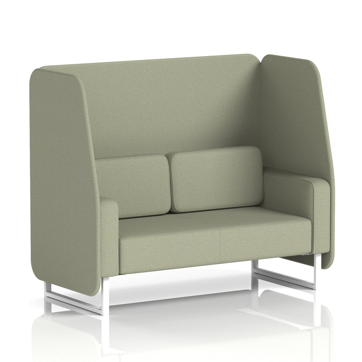 Commercial 2 Seater Open Privacy Booth – Single Tone – Crib 5 Main Line Flax - Newbury Panels And Sofa White - Industrious Decor