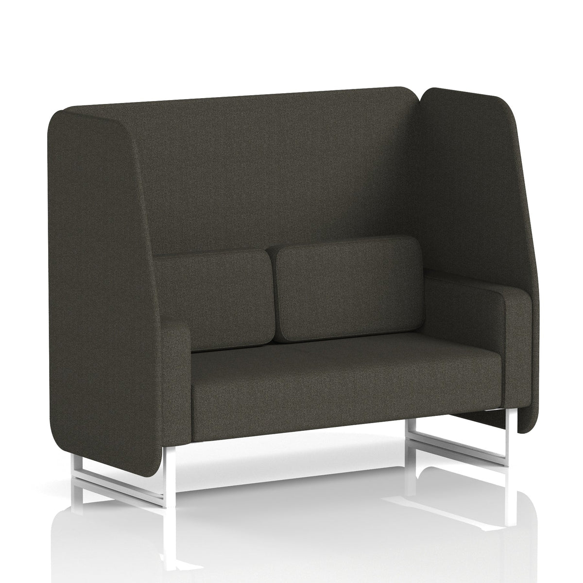 Commercial 2 Seater Open Privacy Booth – Single Tone – Crib 5 Main Line Flax - Temple Panels And Sofa White - Industrious Decor