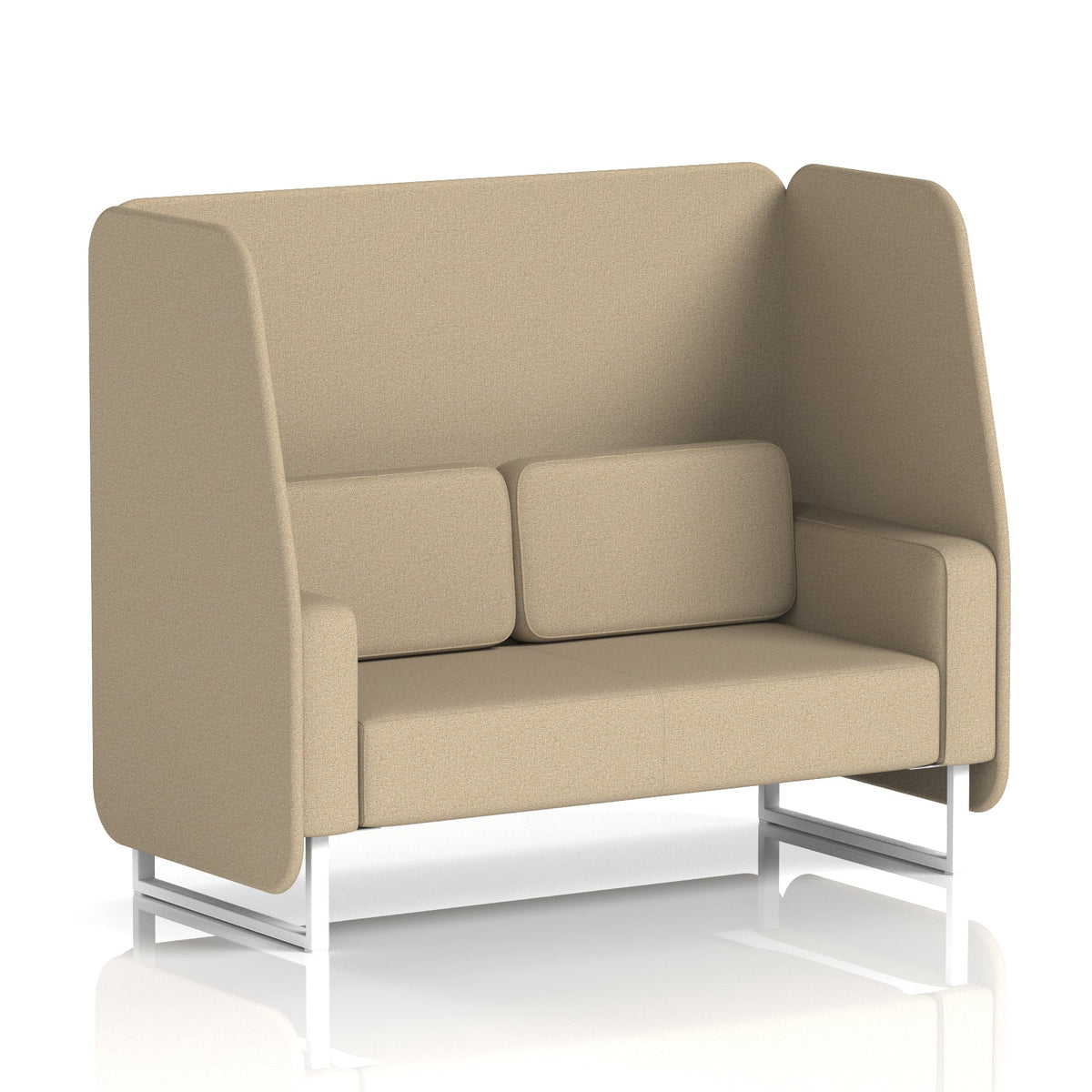 Commercial 2 Seater Open Privacy Booth – Single Tone – Crib 5 Main Line Flax - Upminster Panels And Sofa White - Industrious Decor