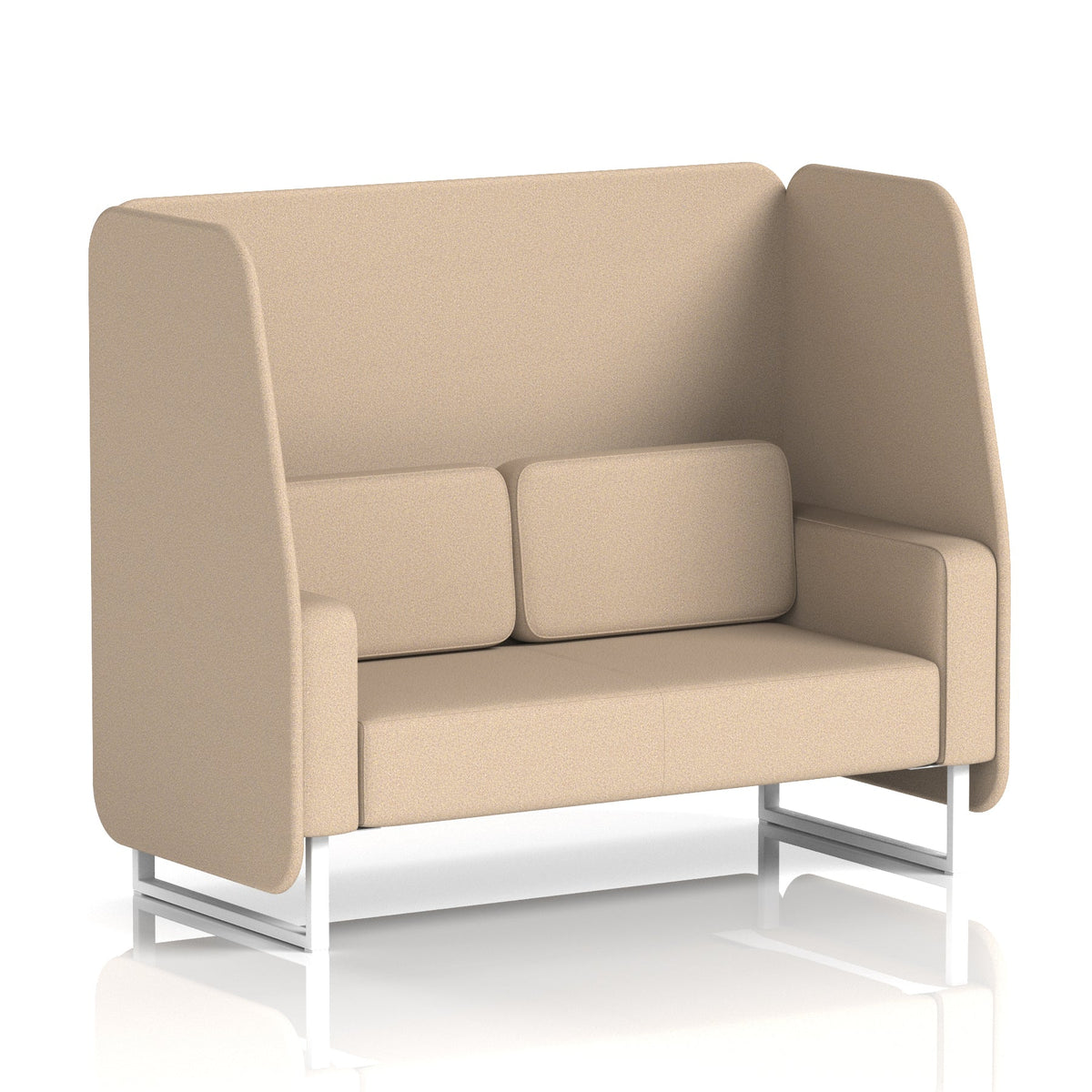 Commercial 2 Seater Open Privacy Booth – Single Tone – Crib 5 Synergy - Affix Panels And Sofa White - Industrious Decor