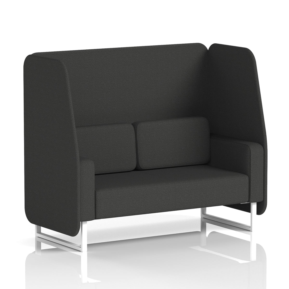 Commercial 2 Seater Open Privacy Booth – Single Tone – Crib 5 Synergy - Mix Panels And Sofa White - Industrious Decor