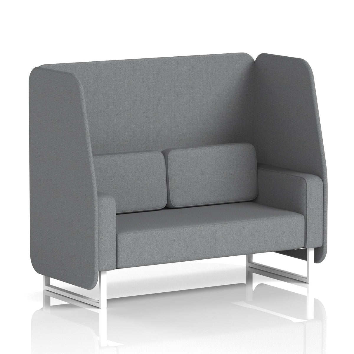 Commercial 2 Seater Open Privacy Booth – Single Tone – Crib 5 Synergy - Partner Panels And Sofa White - Industrious Decor