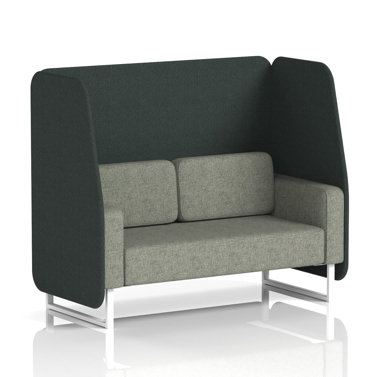 Commercial 2 Seater Open Privacy Booth – Two Tone – Crib 5 Rivet - Charcoal Panels And Vitreous Sofa White - Industrious Decor