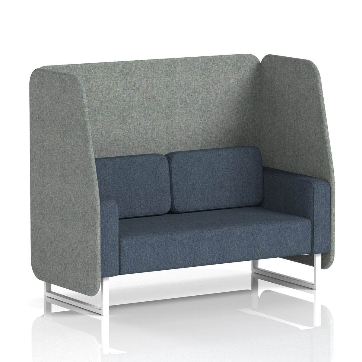 Commercial 2 Seater Open Privacy Booth – Two Tone – Crib 5 Rivet - Prime Panels And Crucible Sofa White - Industrious Decor