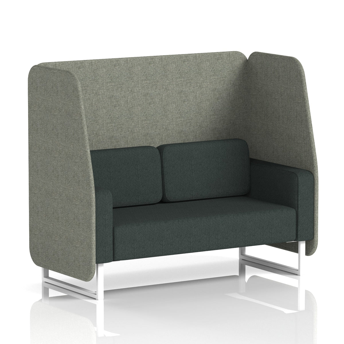 Commercial 2 Seater Open Privacy Booth – Two Tone – Crib 5 Rivet - Vitreous Panels And Charcoal Sofa White - Industrious Decor