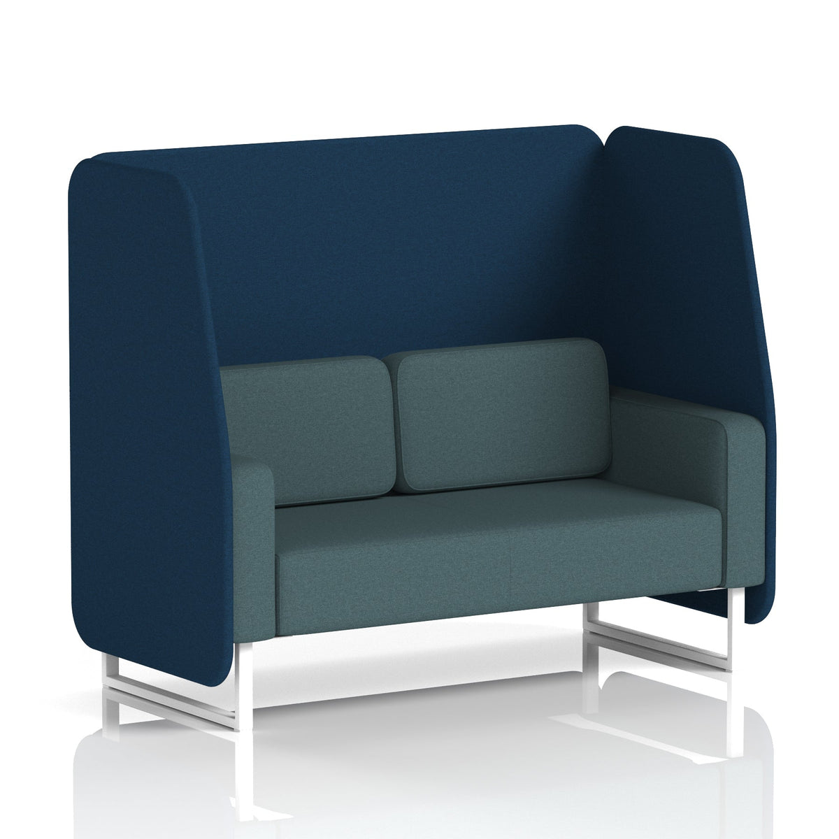 Commercial 2 Seater Open Privacy Booth – Two Tone – Crib 5 X2 - Calculus Panels And Polygon Sofa White - Industrious Decor