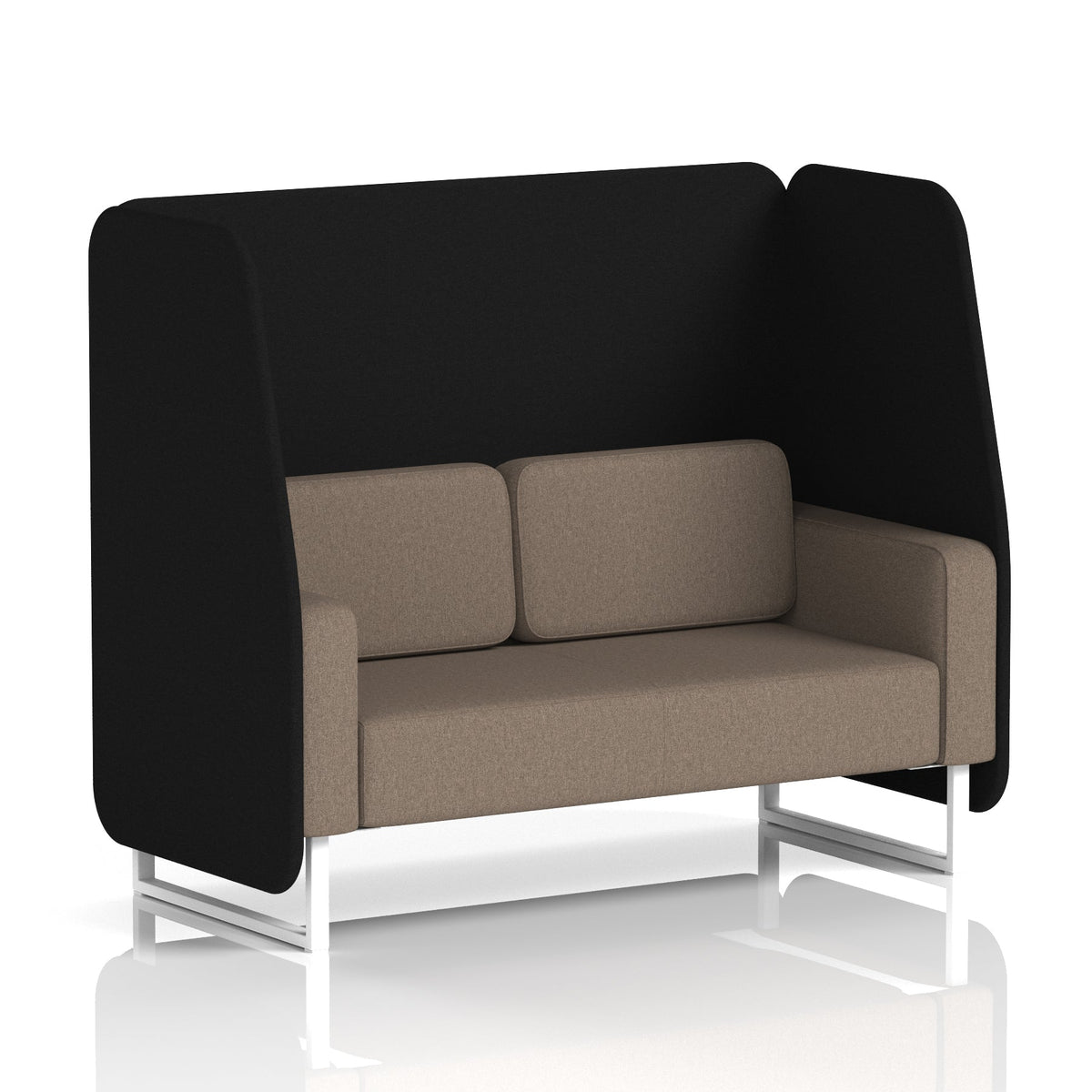 Commercial 2 Seater Open Privacy Booth – Two Tone – Crib 5 X2 - Diameter Panels And Theory Sofa White - Industrious Decor