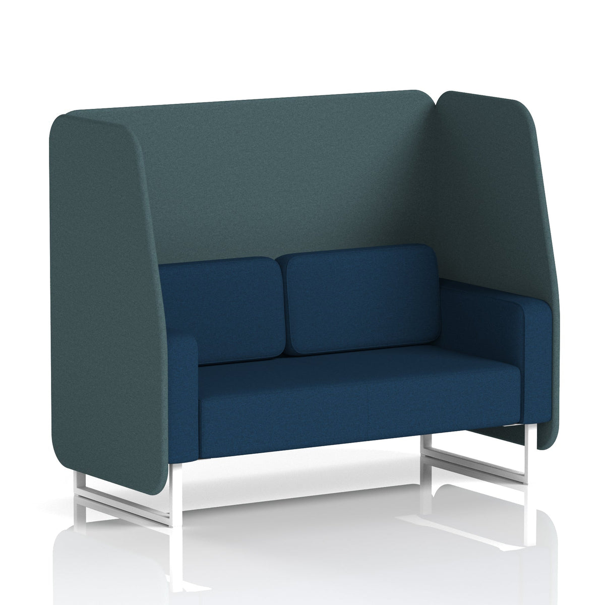 Commercial 2 Seater Open Privacy Booth – Two Tone – Crib 5 X2 - Polygon Panels And Calculus Sofa White - Industrious Decor