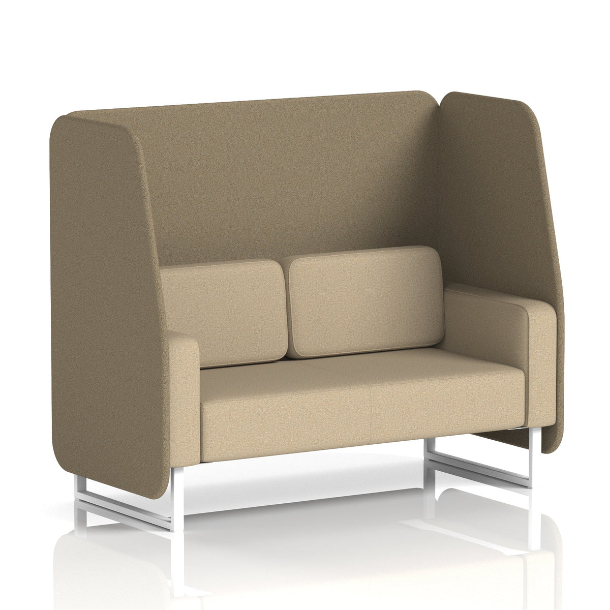 Commercial 2 Seater Open Privacy Booth – Two Tone – Crib 5 Main Line Flax - Bank Panels And Upminster Sofa White - Industrious Decor