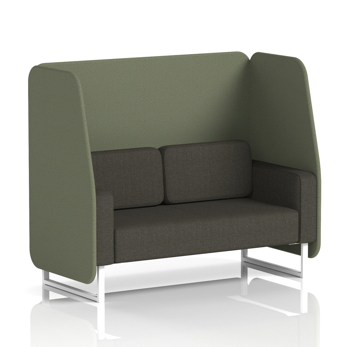 Commercial 2 Seater Open Privacy Booth – Two Tone – Crib 5 Main Line Flax - Monument Panels And Temple Sofa White - Industrious Decor