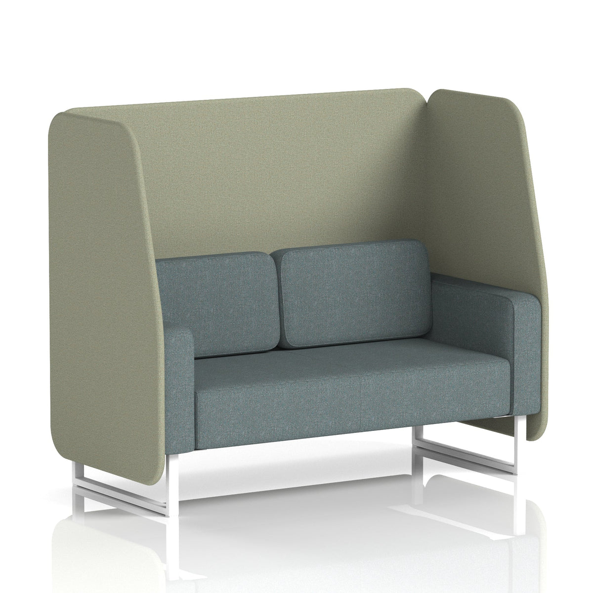 Commercial 2 Seater Open Privacy Booth – Two Tone – Crib 5 Main Line Flax - Newbury Panels And Westminster Sofa White - Industrious Decor