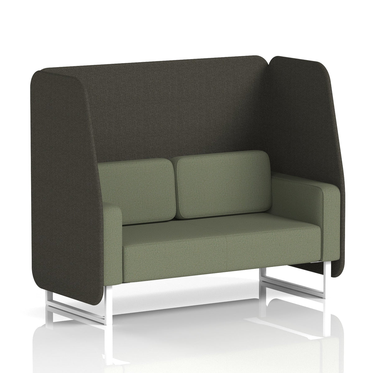 Commercial 2 Seater Open Privacy Booth – Two Tone – Crib 5 Main Line Flax - Temple Panels And Monument Sofa White - Industrious Decor