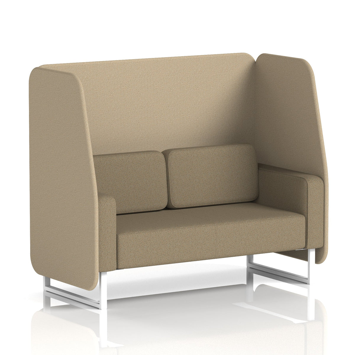 Commercial 2 Seater Open Privacy Booth – Two Tone – Crib 5 Main Line Flax - Upminster Panels And Bank Sofa White - Industrious Decor