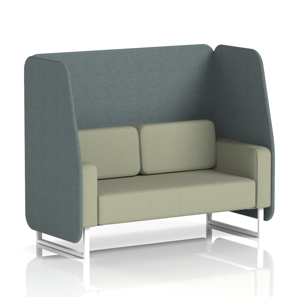 Commercial 2 Seater Open Privacy Booth – Two Tone – Crib 5 Main Line Flax - Westminster Panels And Newbury Sofa White - Industrious Decor
