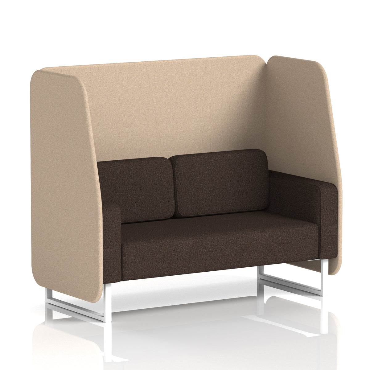 Commercial 2 Seater Open Privacy Booth – Two Tone – Crib 5 Synergy - Affix Panels And Wed Sofa White - Industrious Decor