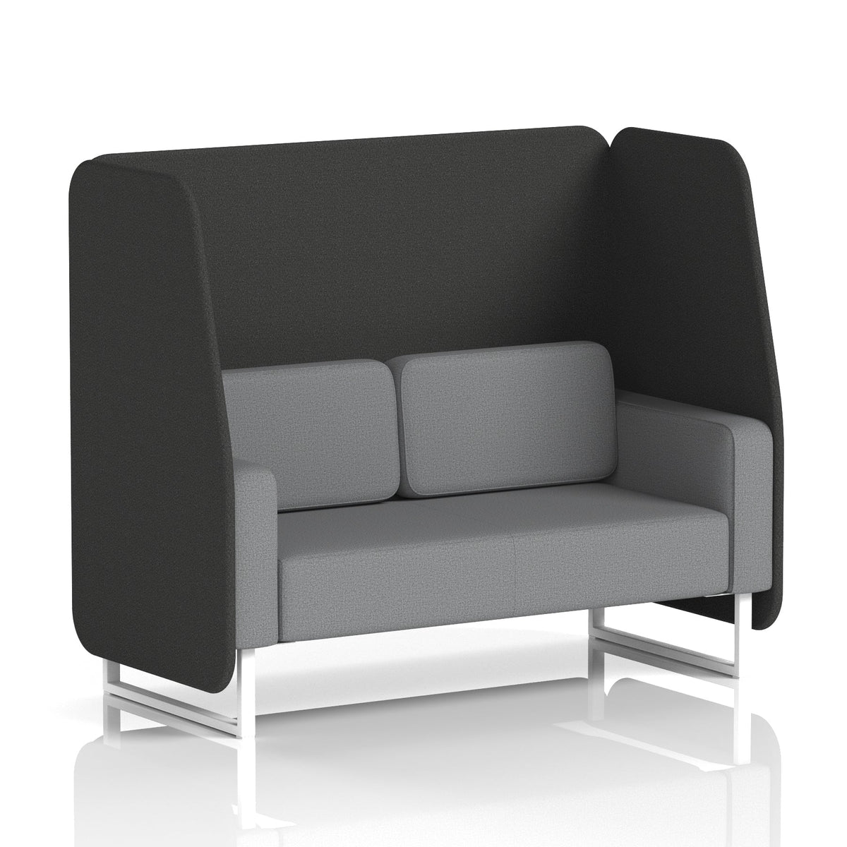 Commercial 2 Seater Open Privacy Booth – Two Tone – Crib 5 Synergy - Mix Panels And Partner Sofa White - Industrious Decor