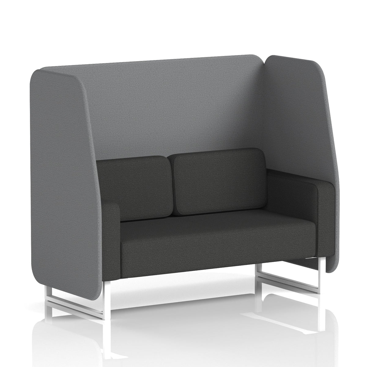 Commercial 2 Seater Open Privacy Booth – Two Tone – Crib 5 Synergy - Partner Panels And Mix Sofa White - Industrious Decor