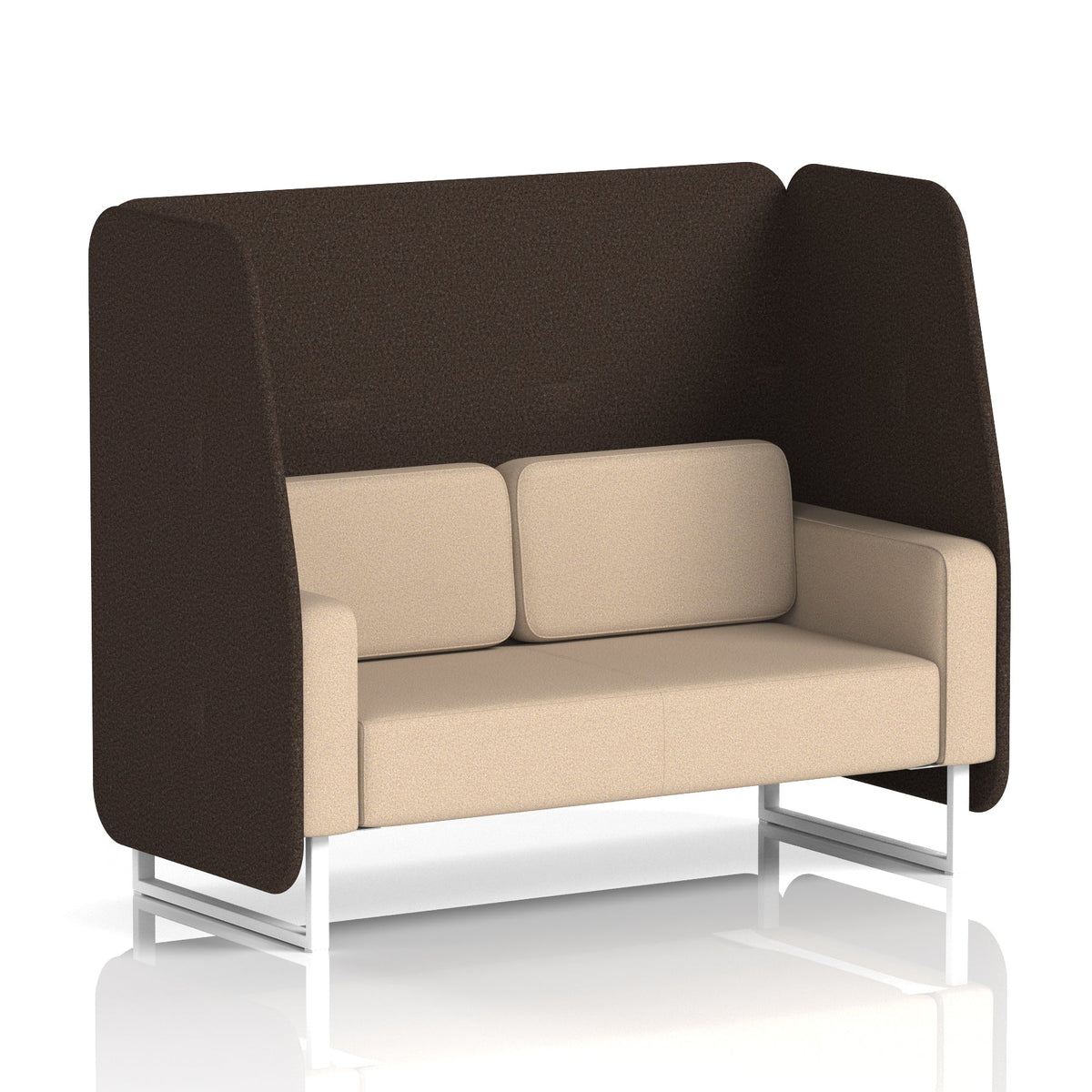 Commercial 2 Seater Open Privacy Booth – Two Tone – Crib 5 Synergy - Wed Panels And Affix Sofa White - Industrious Decor