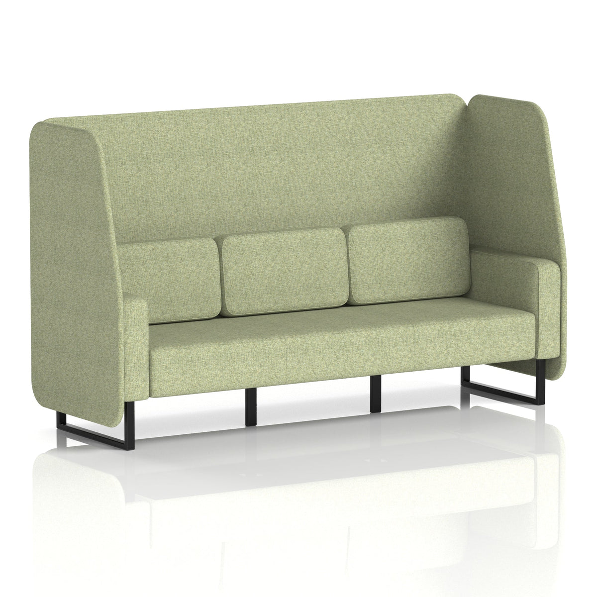 Commercial 3 Seater Open Privacy Booth – Single Tone – Crib 5 Rivet - Burnish Panels And Sofa Black - Industrious Decor