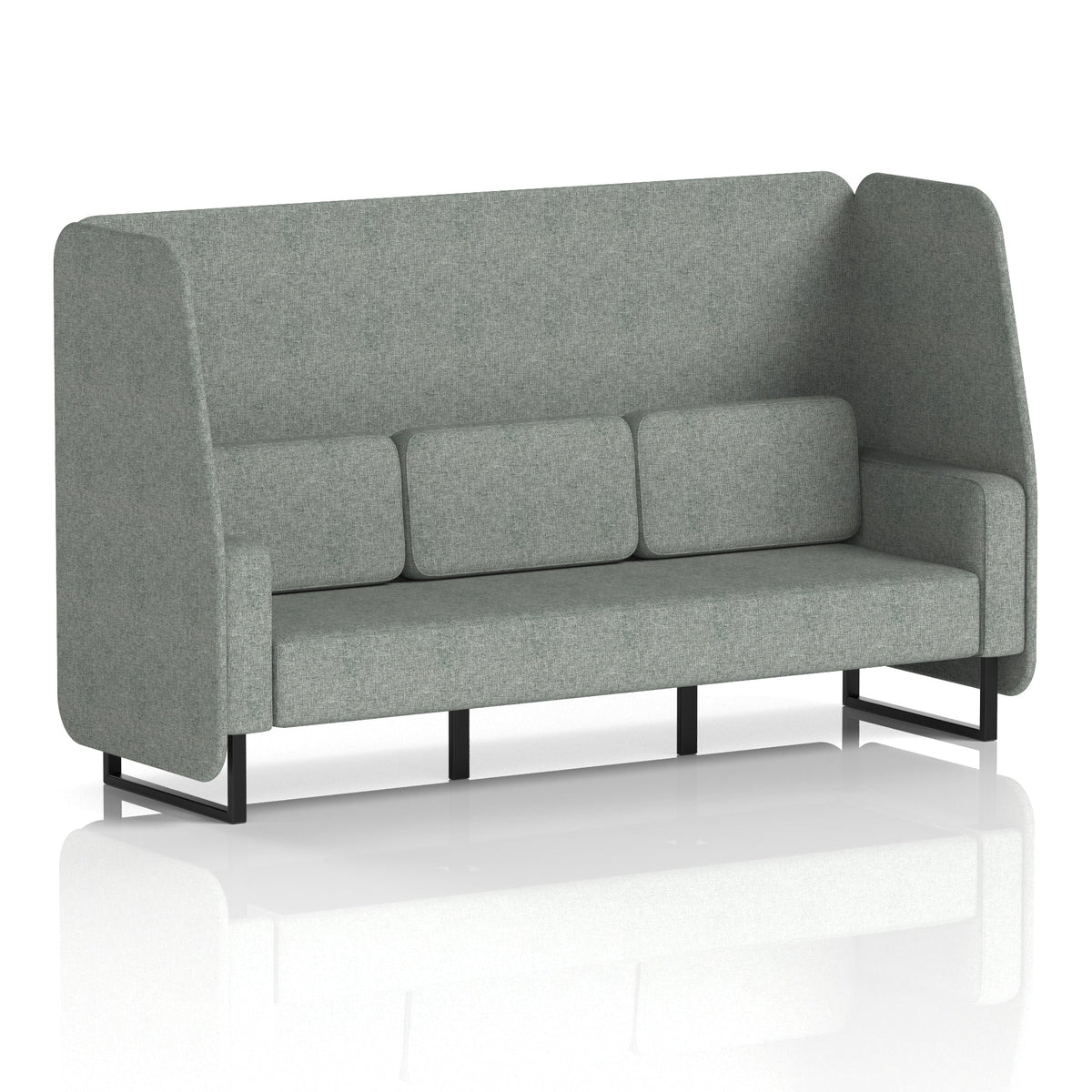 Commercial 3 Seater Open Privacy Booth – Single Tone – Crib 5 Rivet - Prime Panels And Sofa Black - Industrious Decor