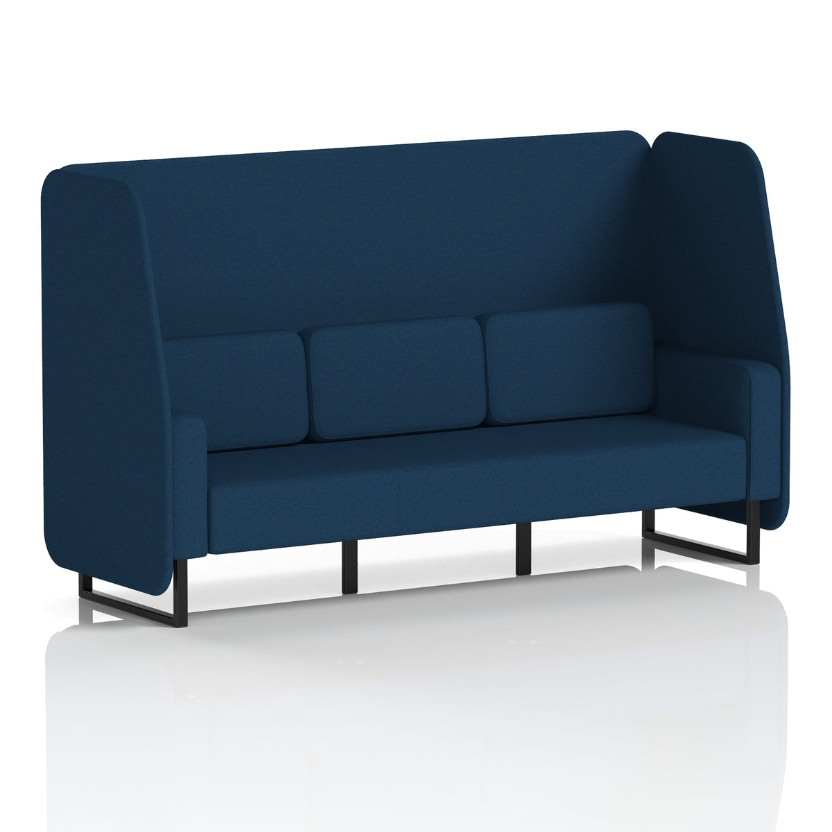 Commercial 3 Seater Open Privacy Booth – Single Tone – Crib 5 X2 - Calculus Panels And Sofa Black - Industrious Decor
