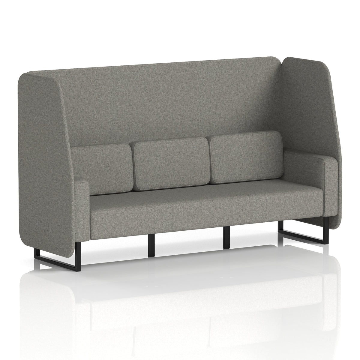 Commercial 3 Seater Open Privacy Booth – Single Tone – Crib 5 X2 - Number Panels And Sofa Black - Industrious Decor