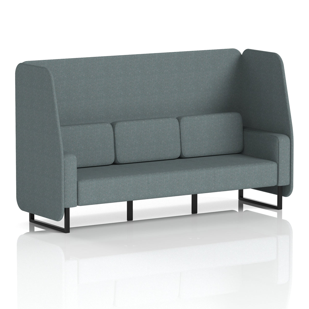 Commercial 3 Seater Open Privacy Booth – Single Tone – Crib 5 Main Line Flax - Westminster Panels And Sofa Black - Industrious Decor