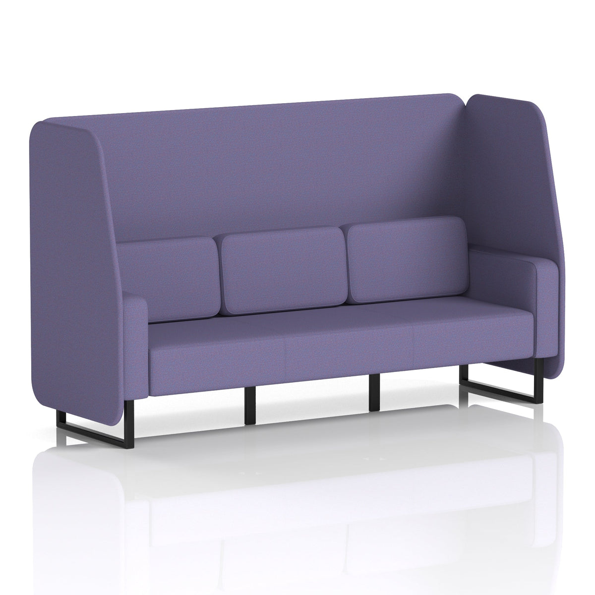 Commercial 3 Seater Open Privacy Booth – Single Tone – Crib 5 Synergy - Order Panels And Sofa Black - Industrious Decor