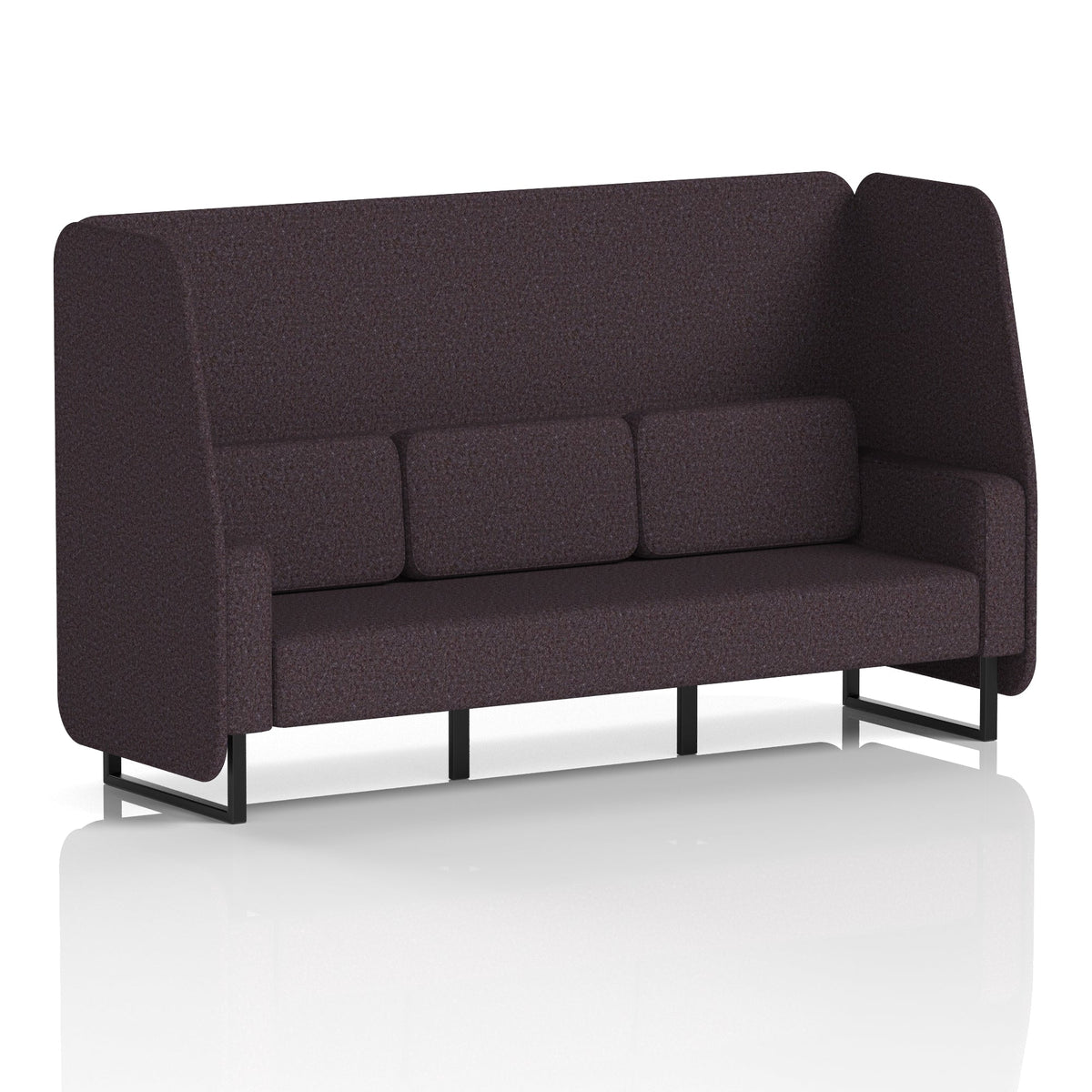 Commercial 3 Seater Open Privacy Booth – Single Tone – Crib 5 Synergy - Wed Panels And Sofa Black - Industrious Decor