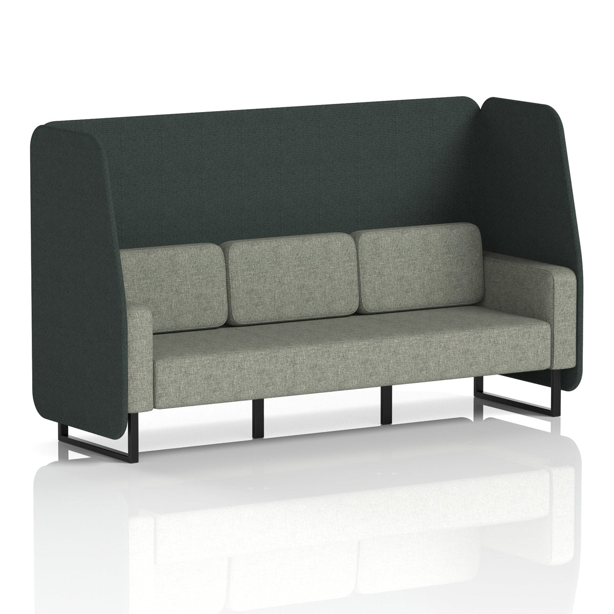 Commercial 3 Seater Open Privacy Booth – Two Tone – Crib 5 Rivet - Charcoal Panels And Vitreous Sofa Black - Industrious Decor